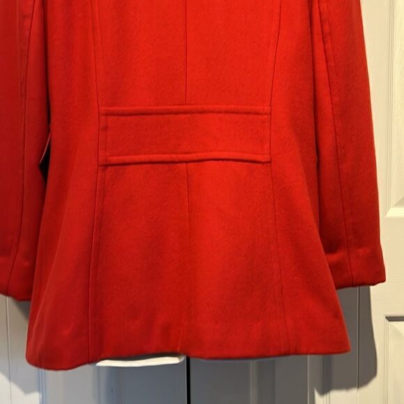 Giacca Red Wool Blend Double‎ Breasted Pea Coat Size M - Picture 8 of 13